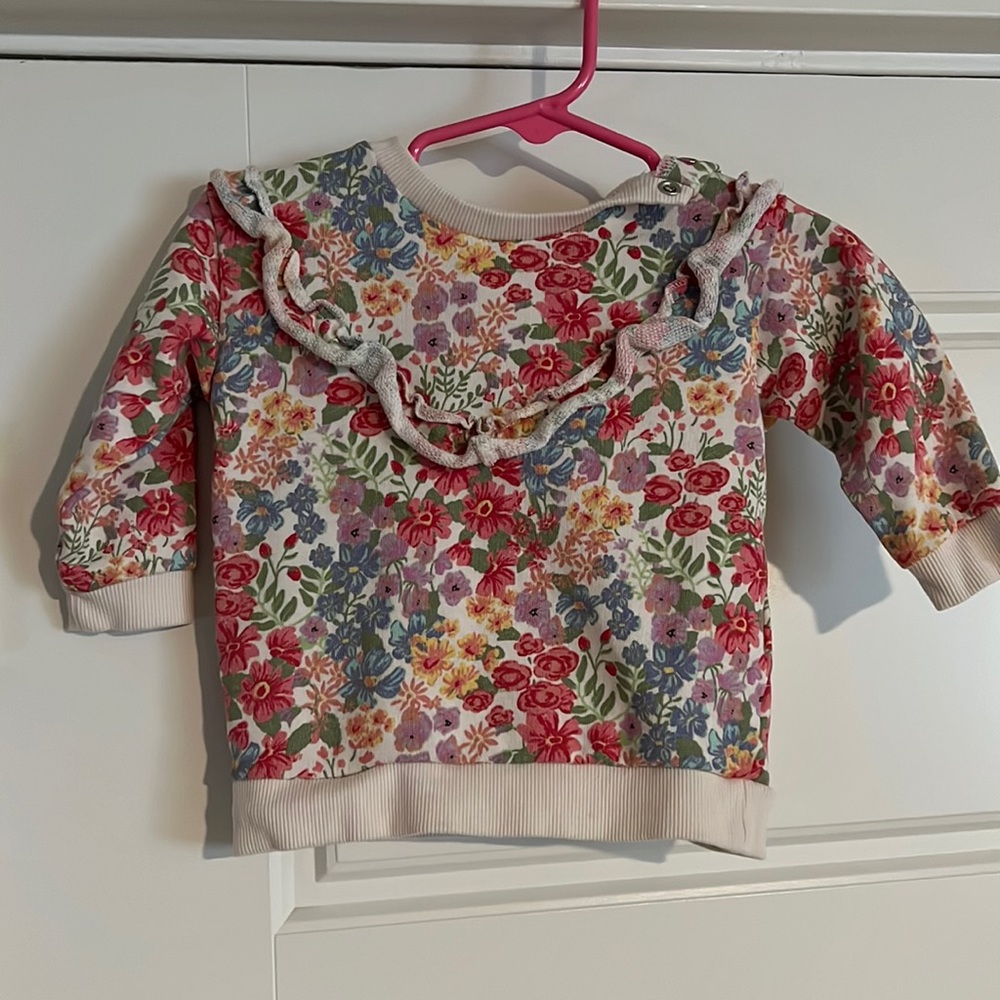 $8 ADD ON H&M Baby Cotton Floral‎ Sweatshirt 6M 3-6M zara top shirt tee Baby Gap